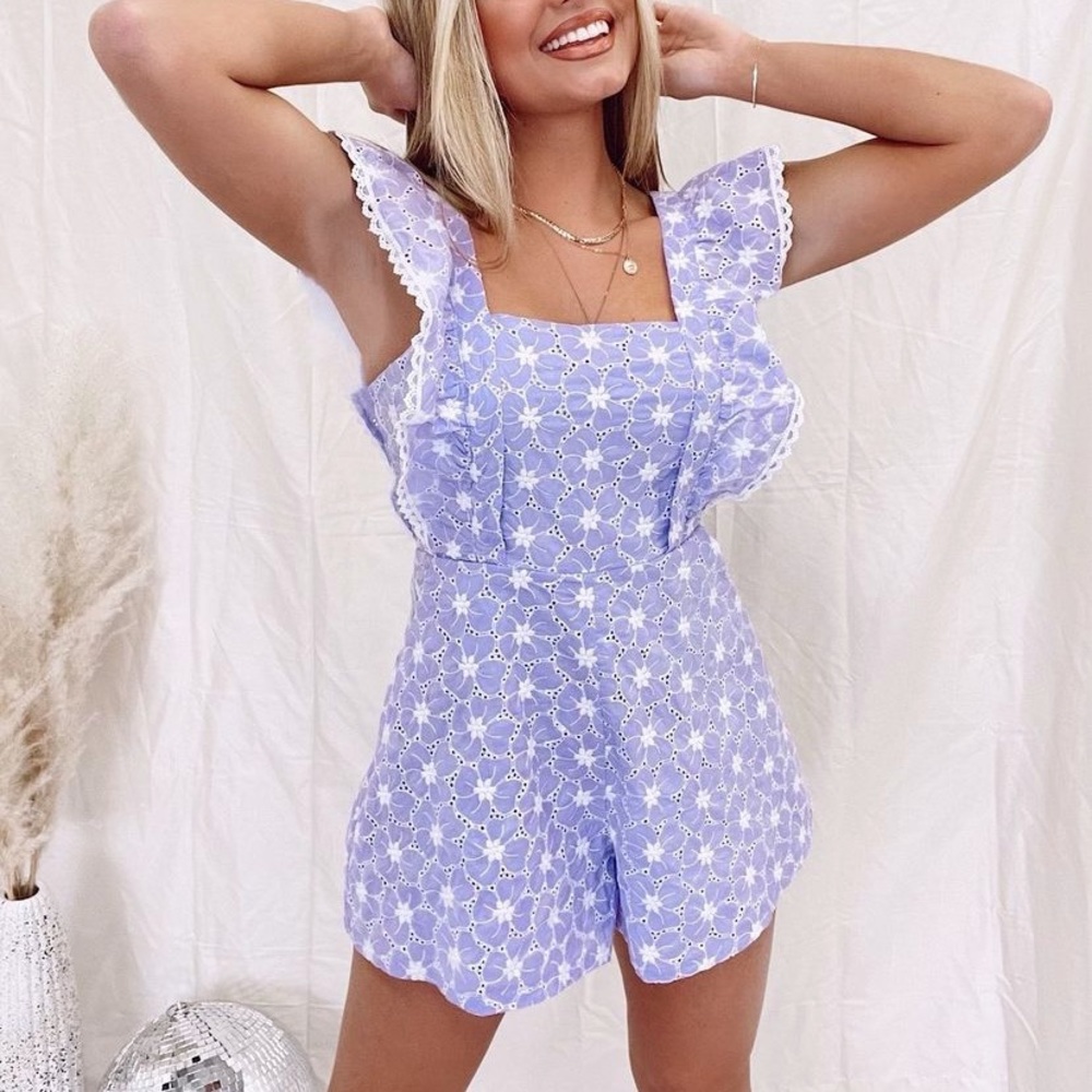 Purple Eyelet Romper